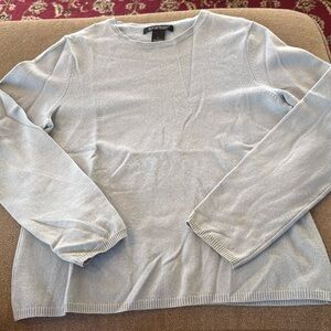 Avellini Womens Sweater Large Cashmere Crewneck Pullover Blue/Grey (TD)